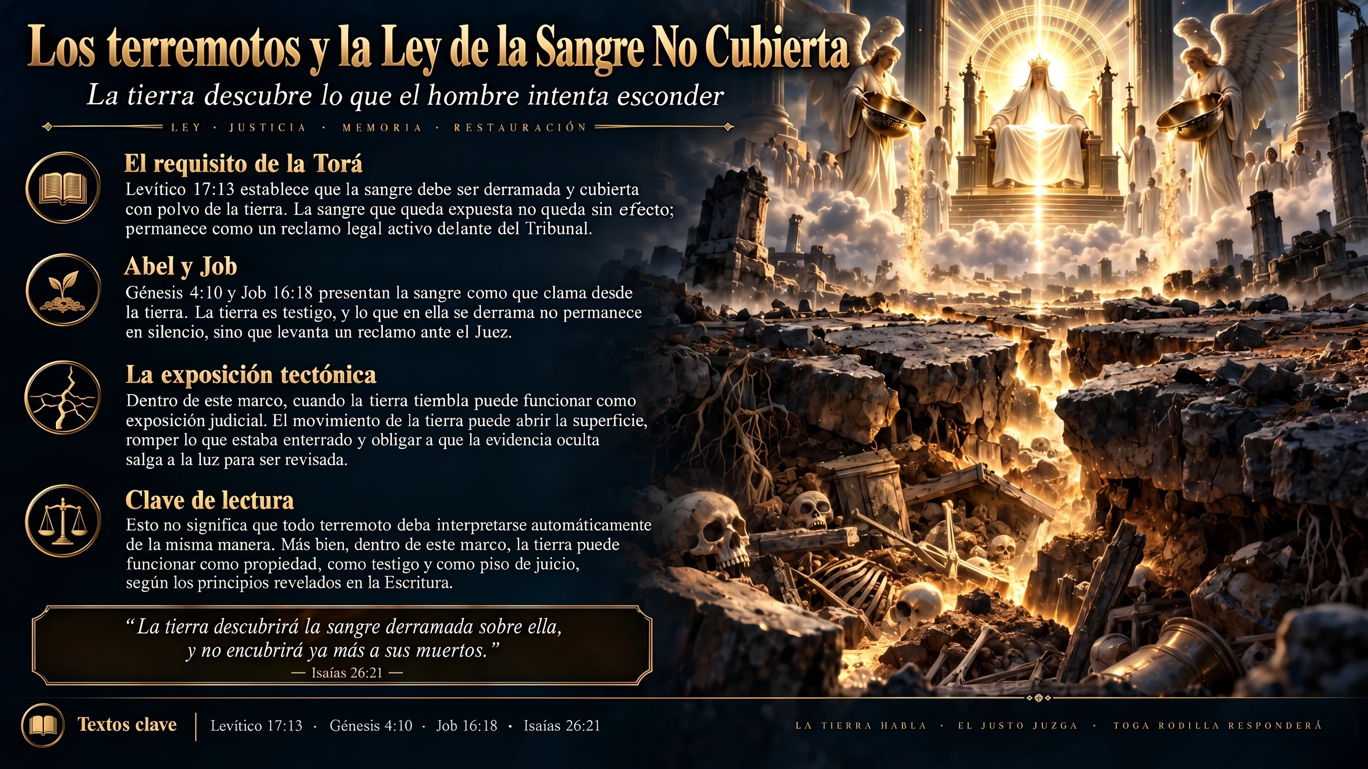 Los terremotos y la ley de la sangre no cubierta: la tierra descubre lo oculto.
