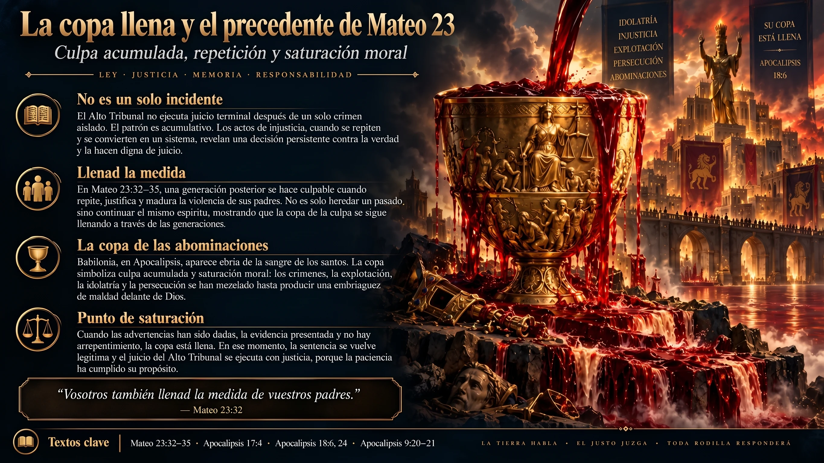 La copa llena y el precedente de Mateo 23: culpa acumulada y saturación moral.