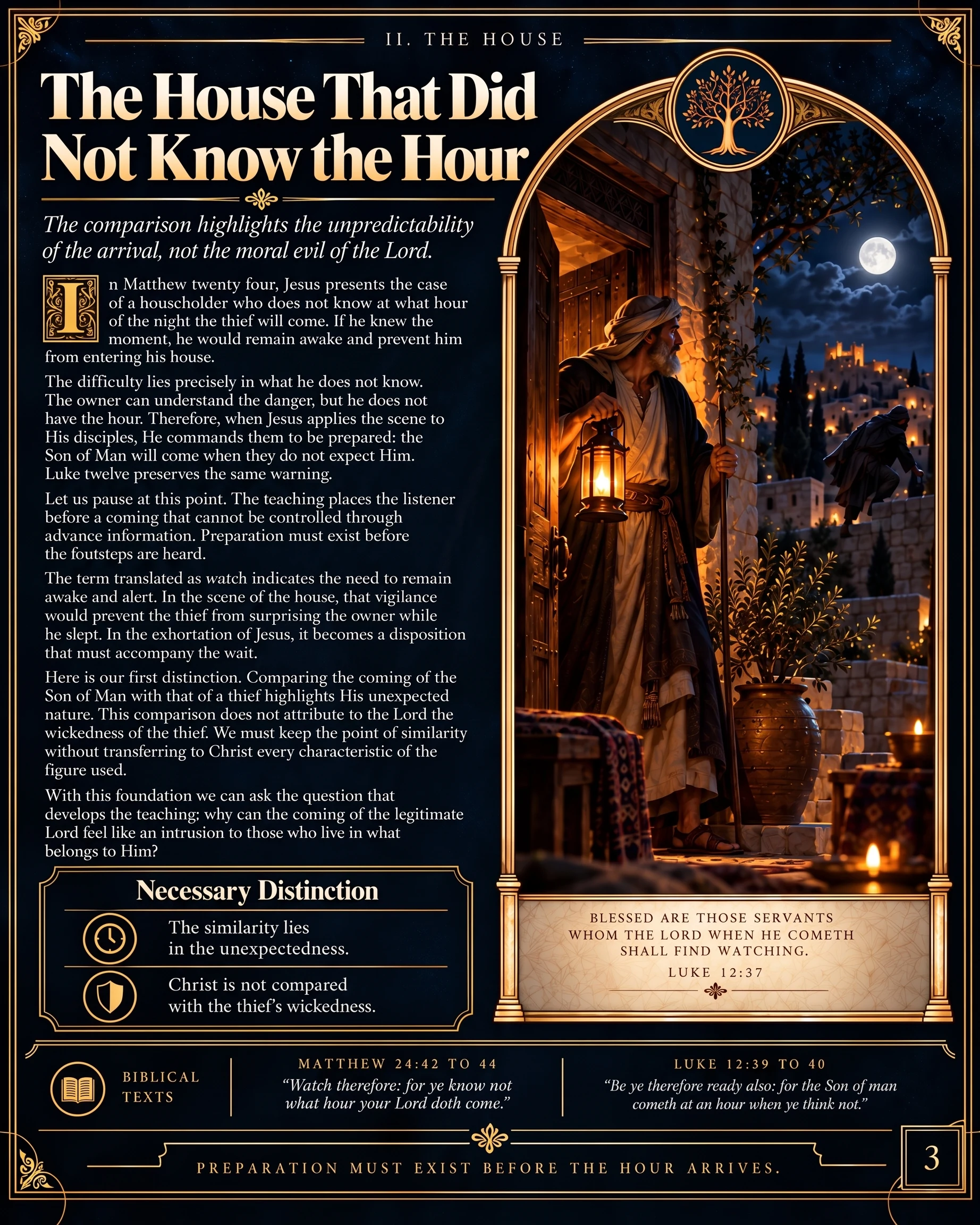The House That Did Not Know the Hour: the unexpected arrival in Matthew 24 and Luke 12.