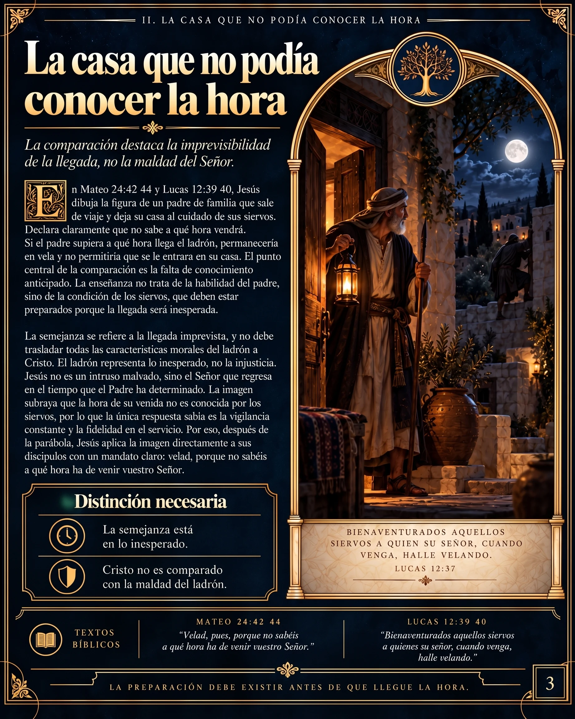 La casa que no podía conocer la hora: la llegada inesperada en Mateo 24 y Lucas 12.